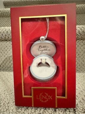 Lenox Red and White Ring Box Ornament